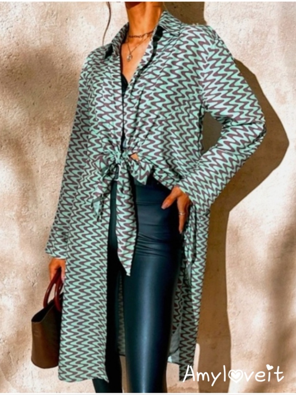 Zara Cotton Tie Front Tunic Top #95